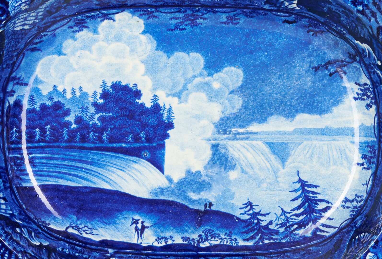 Lot 233: 2 Historical Blue Staffordshire Pcs., incl. Niagra Falls Scene