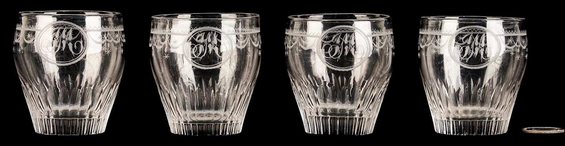 Lot 235: 4 Jacob Motte SC 18th c. Glass Tumblers