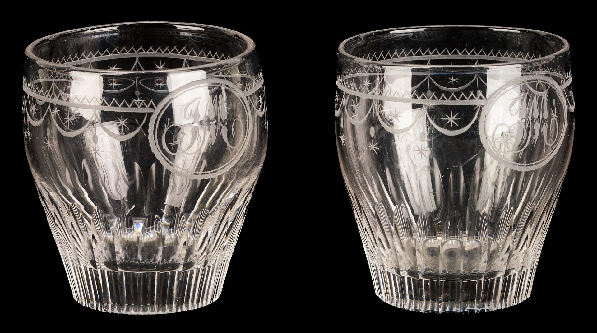 Lot 235: 4 Jacob Motte SC 18th c. Glass Tumblers