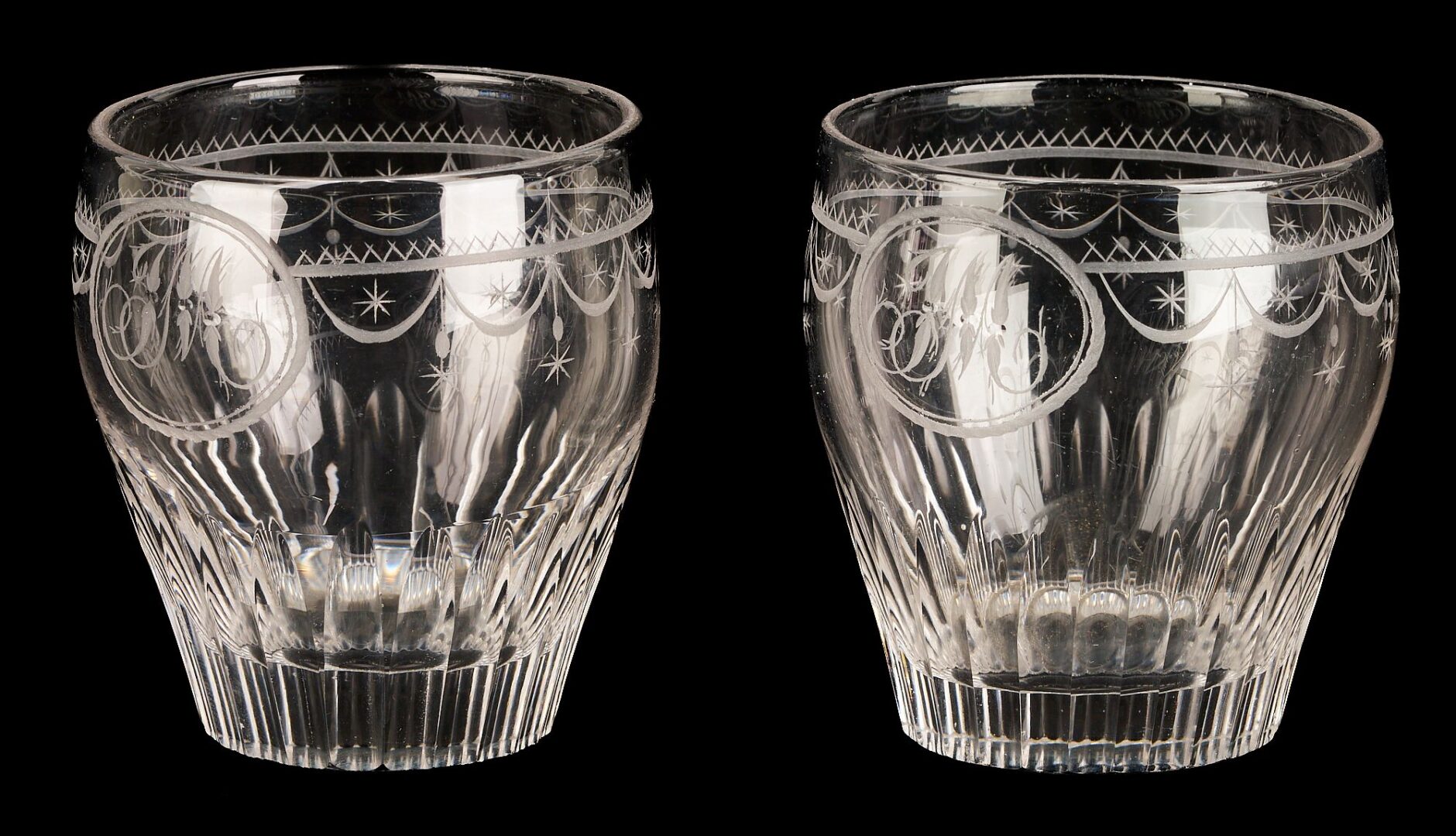 Lot 235: 4 Jacob Motte SC 18th c. Glass Tumblers