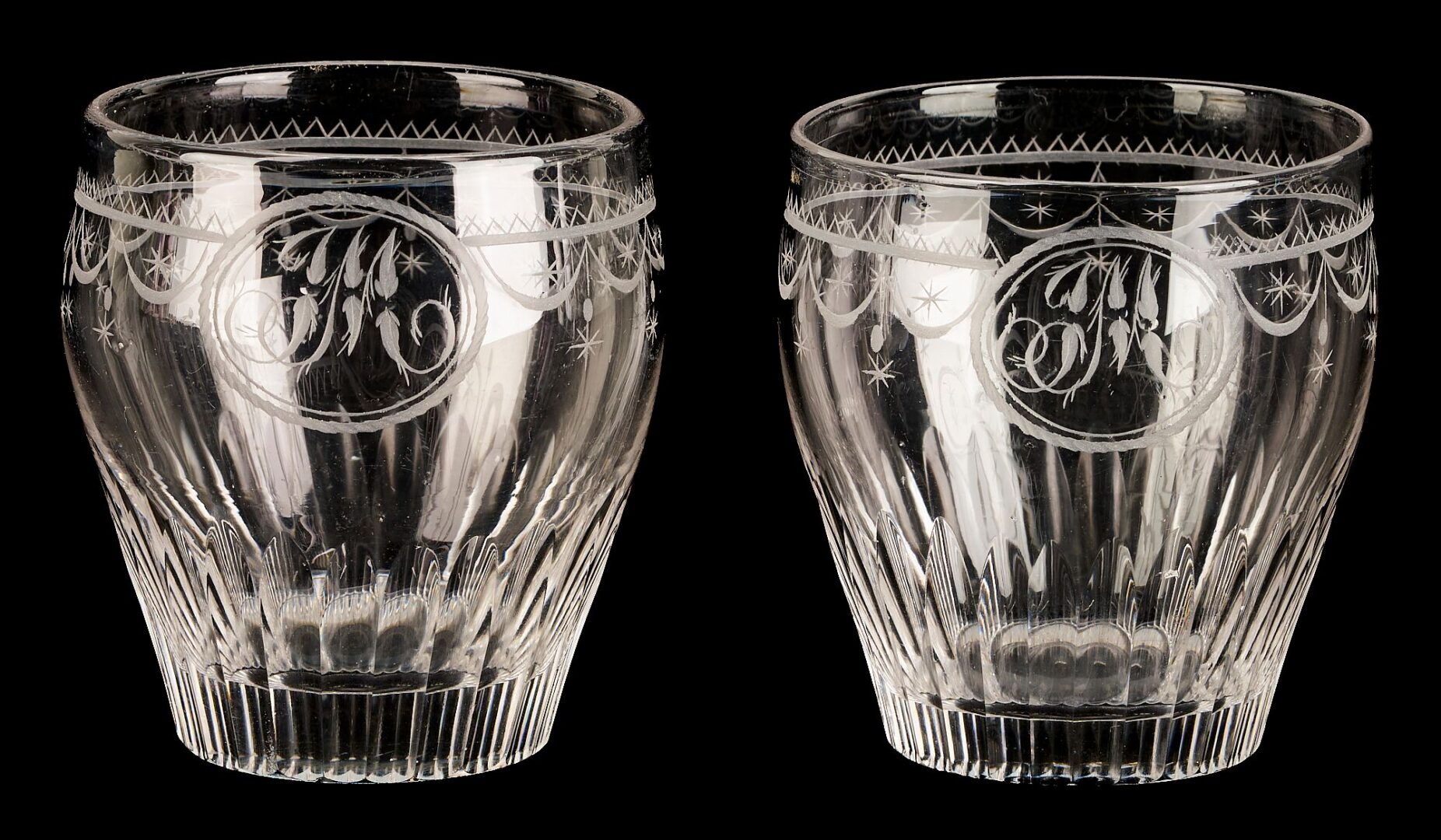 Lot 235: 4 Jacob Motte SC 18th c. Glass Tumblers