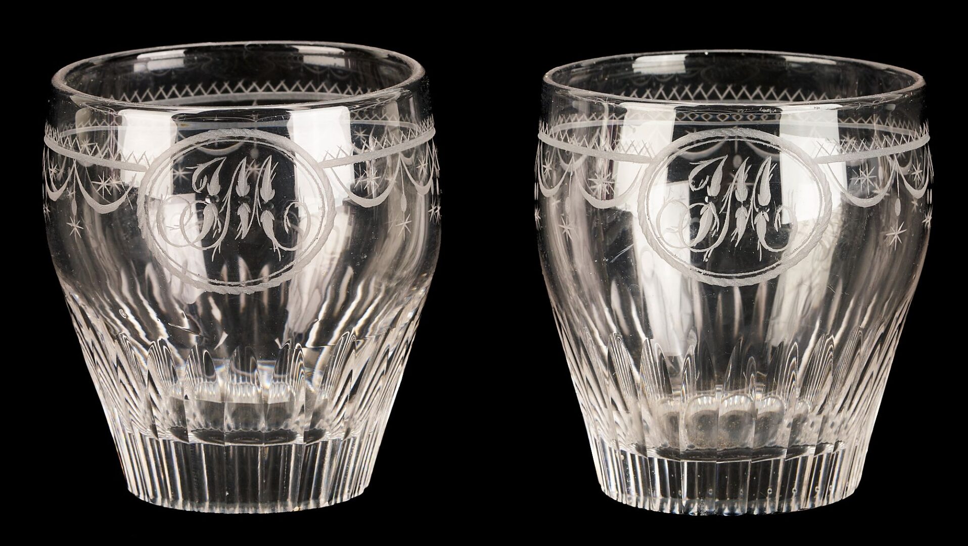 Lot 235: 4 Jacob Motte SC 18th c. Glass Tumblers