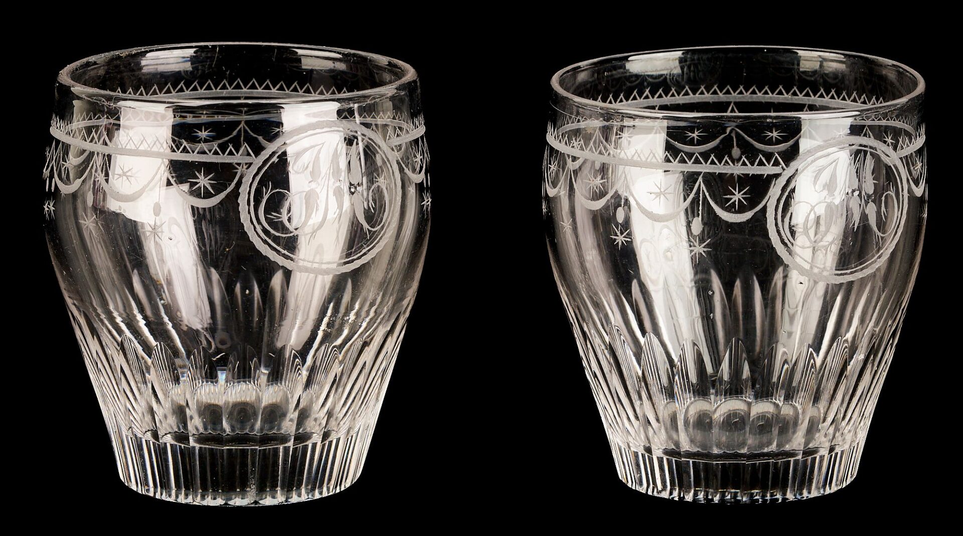 Lot 235: 4 Jacob Motte SC 18th c. Glass Tumblers