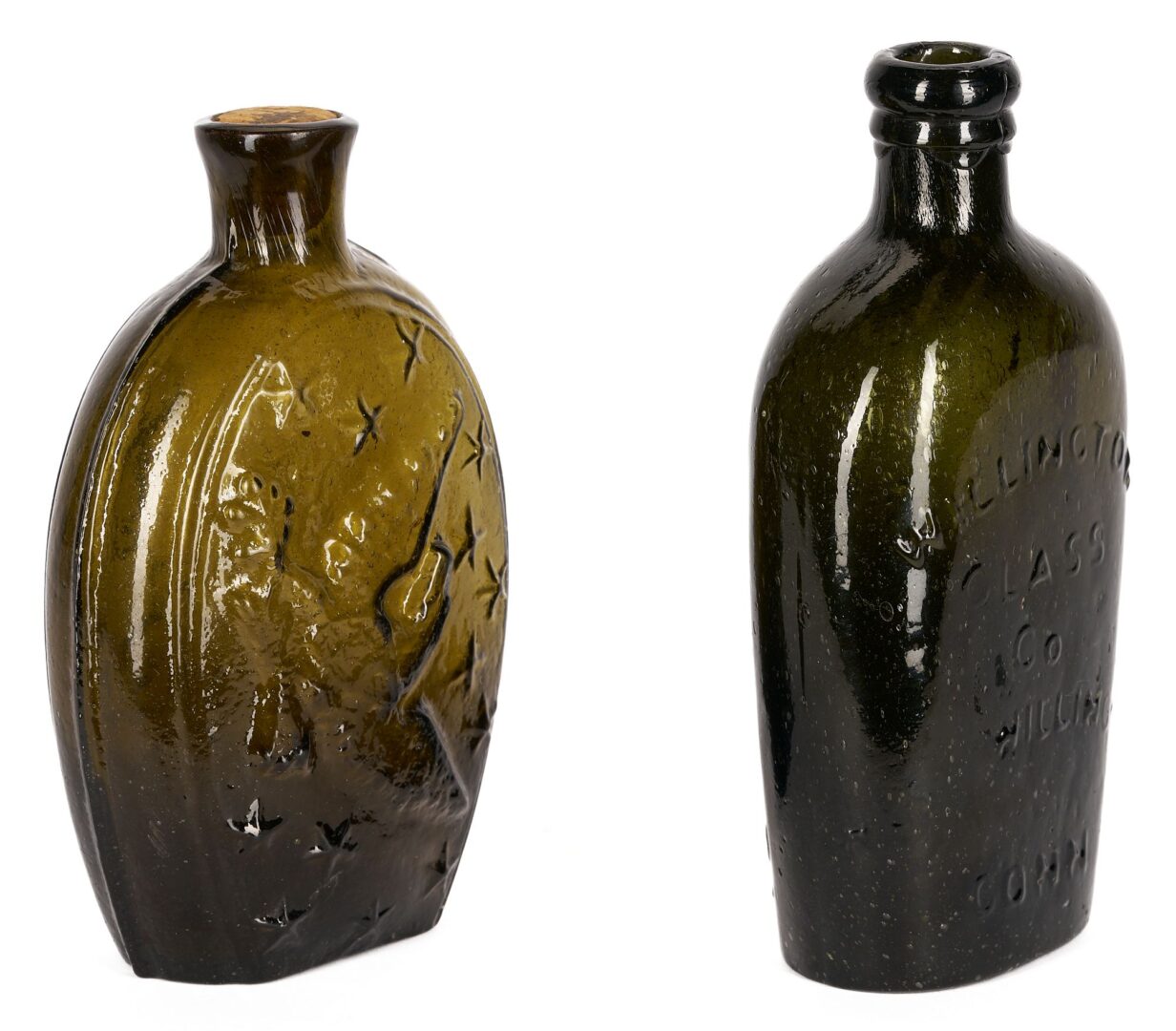 Lot 236: 2 Historical & Eagle Pictorial Glass Flasks