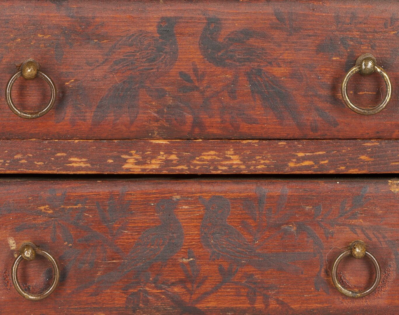 Lot 238: Miniature Painted Chest of Drawers, Bird and Foliate design