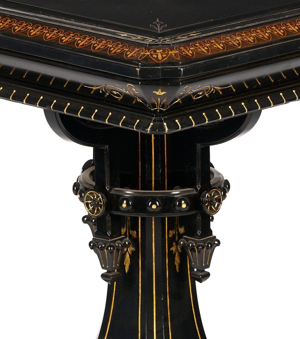 Lot 243: Ebonized Aesthetic Movement Table w/ Marble Top