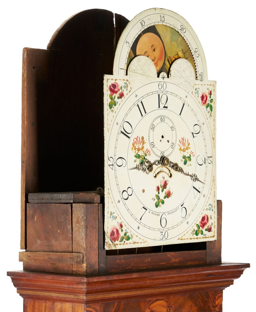 Lot 252: Geo. III Long Case Clock, Eglomise Panels, G. Monk