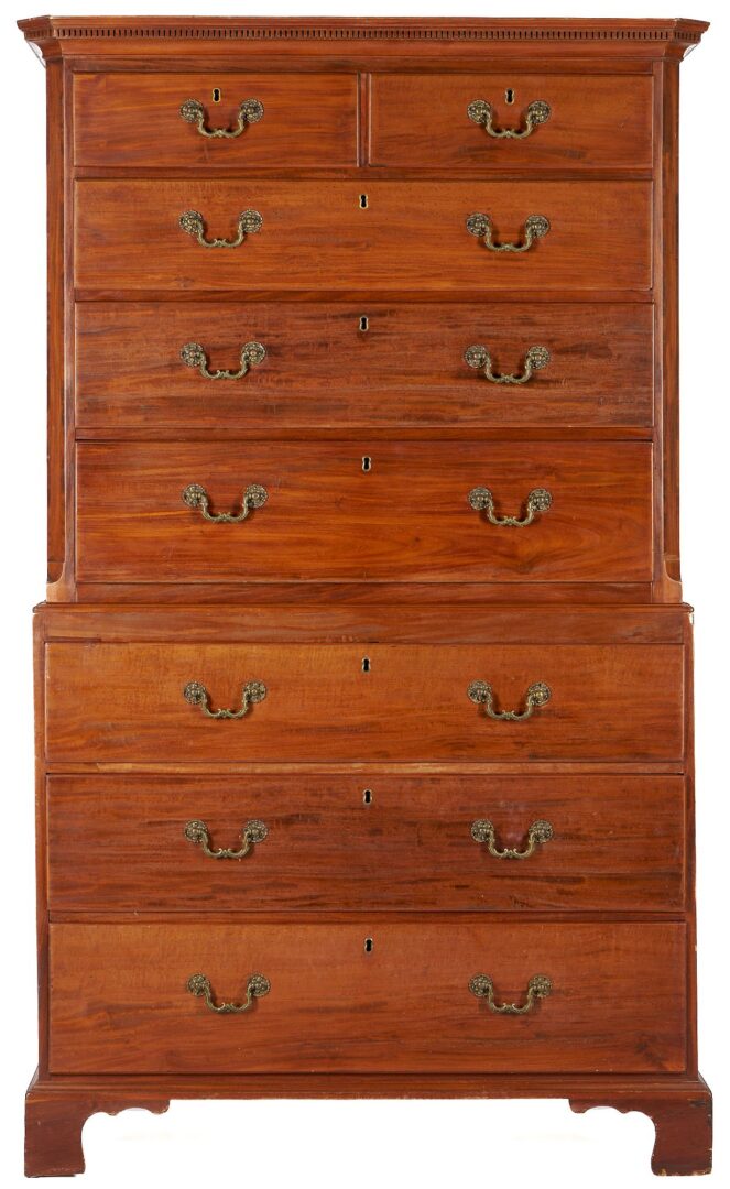 Lot 254: Diminutive English Mahogany Chest on Chest