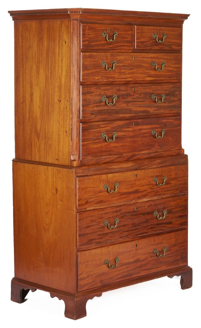 Lot 254: Diminutive English Mahogany Chest on Chest