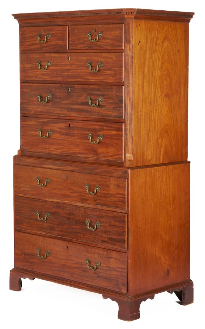 Lot 254: Diminutive English Mahogany Chest on Chest