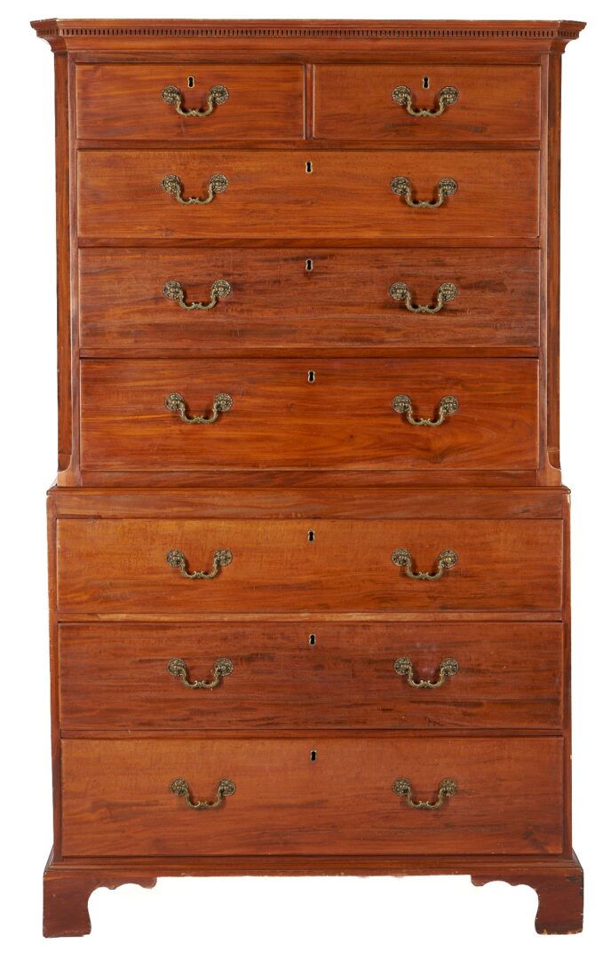 Lot 254: Diminutive English Mahogany Chest on Chest