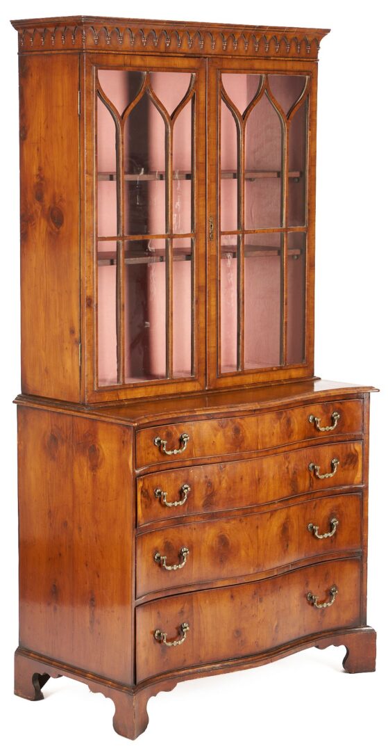 Lot 256: English Diminutive Gothic Style Bookcase on Chest