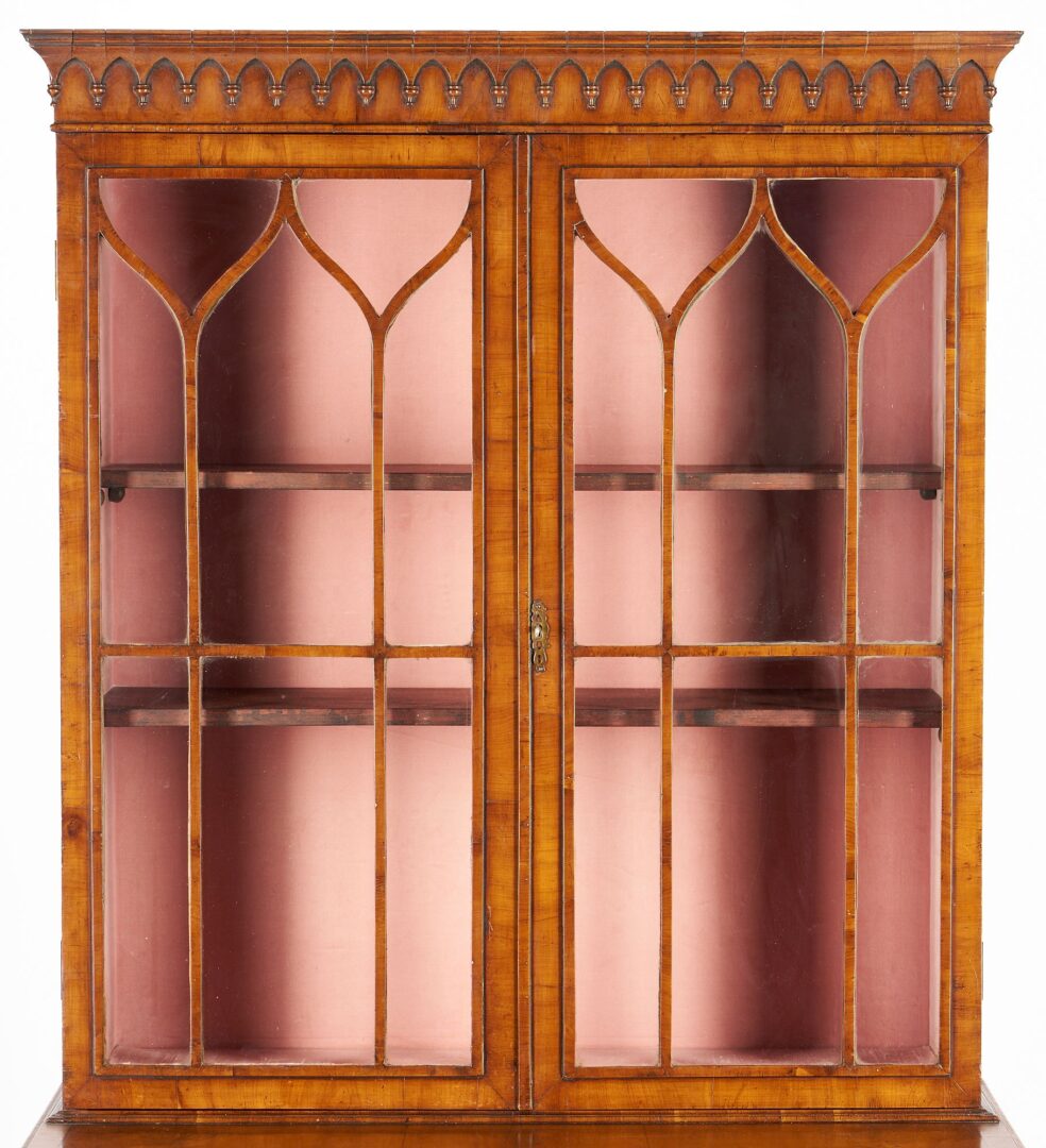 Lot 256: English Diminutive Gothic Style Bookcase on Chest