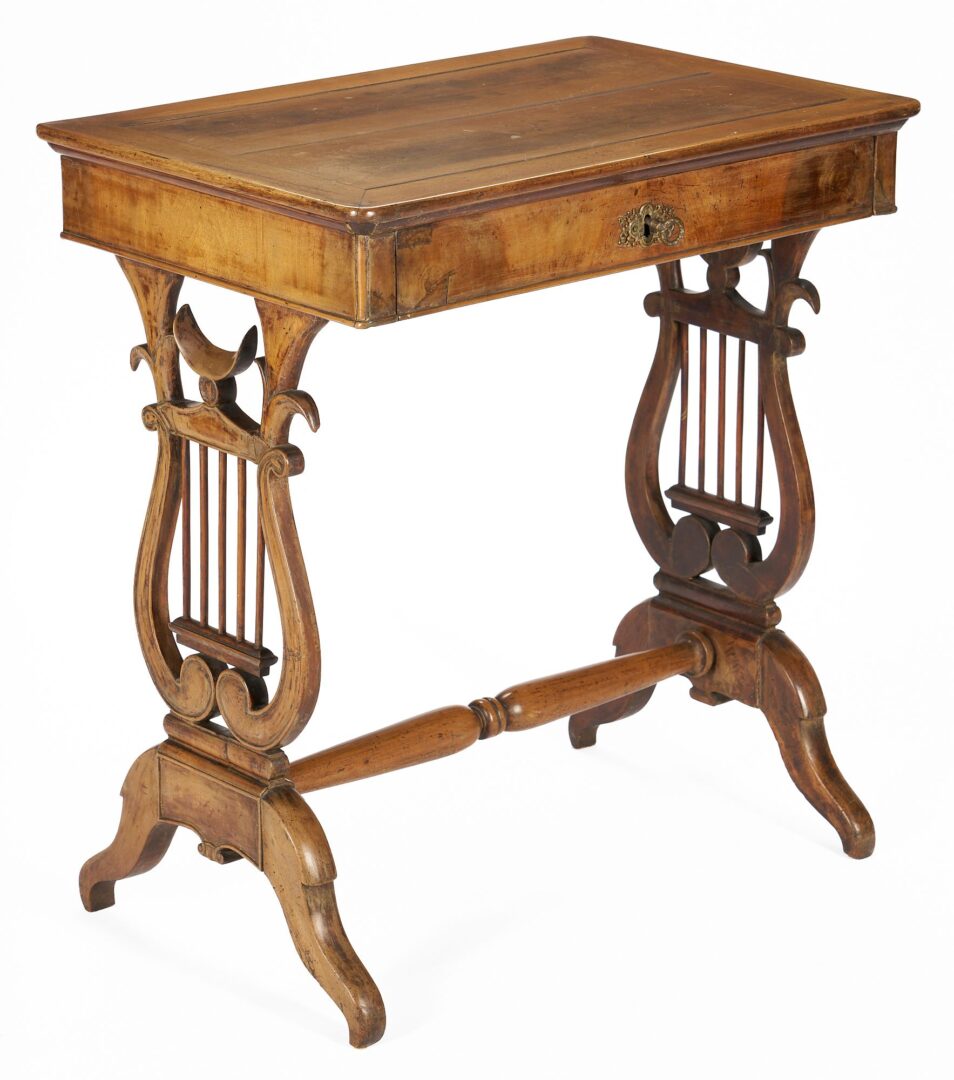 Lot 258: European Work Table, Lyre Ends
