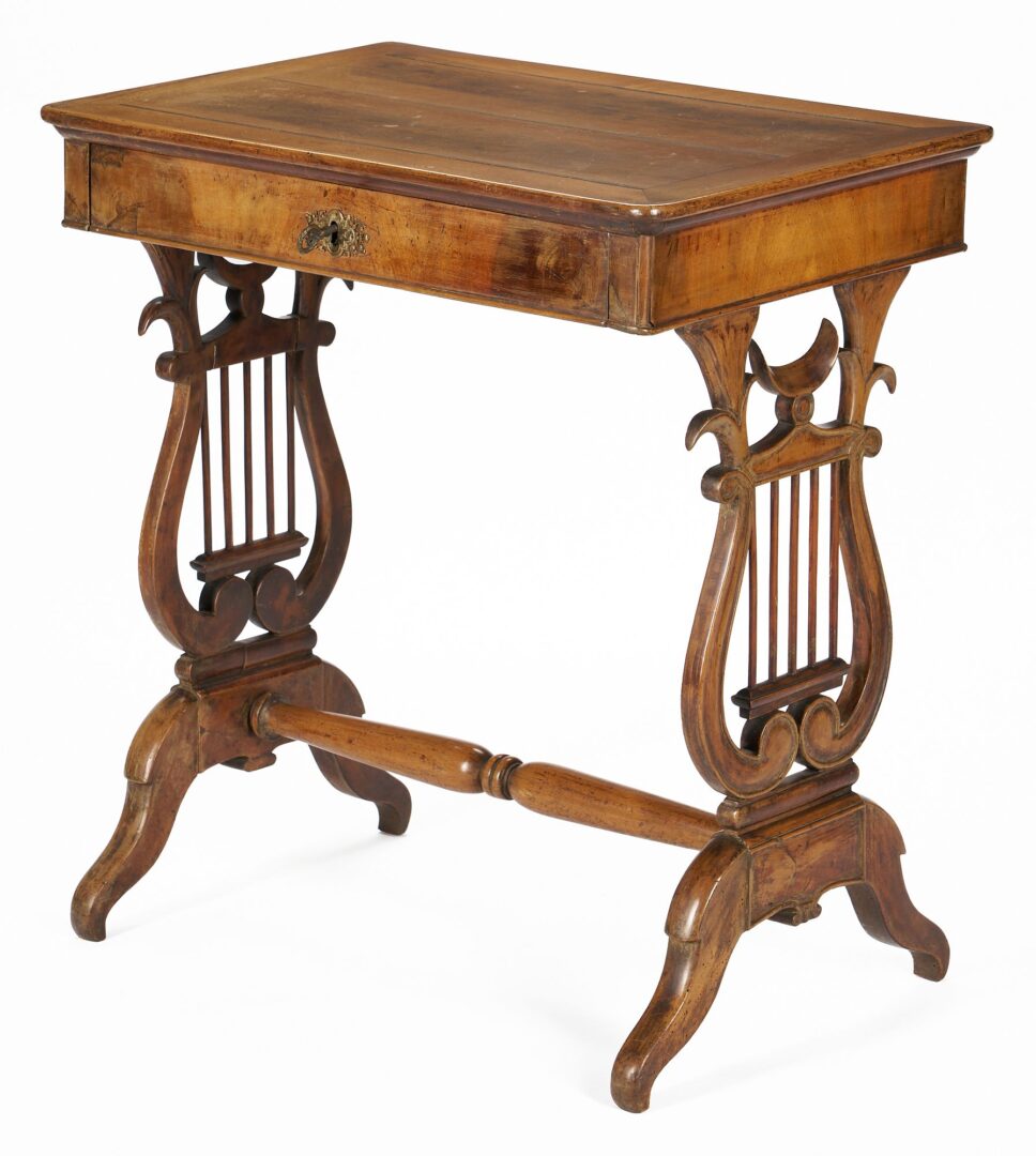 Lot 258: European Work Table, Lyre Ends