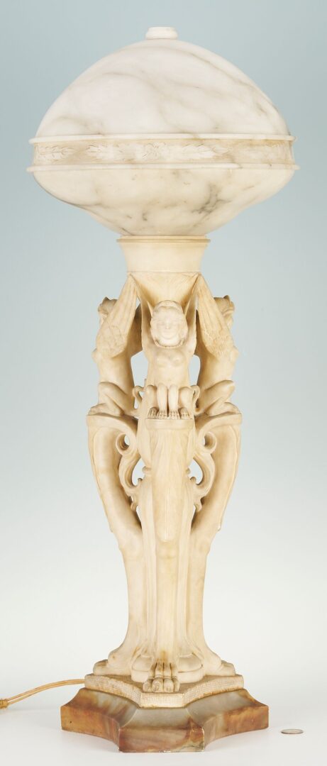 Lot 263: Alabaster Greek Sphinx Figural Lamp