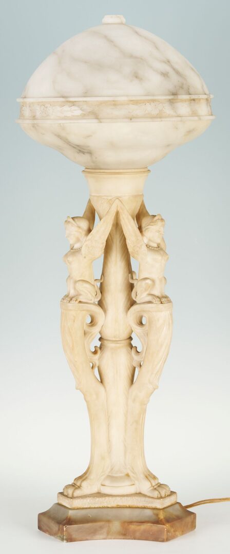 Lot 263: Alabaster Greek Sphinx Figural Lamp