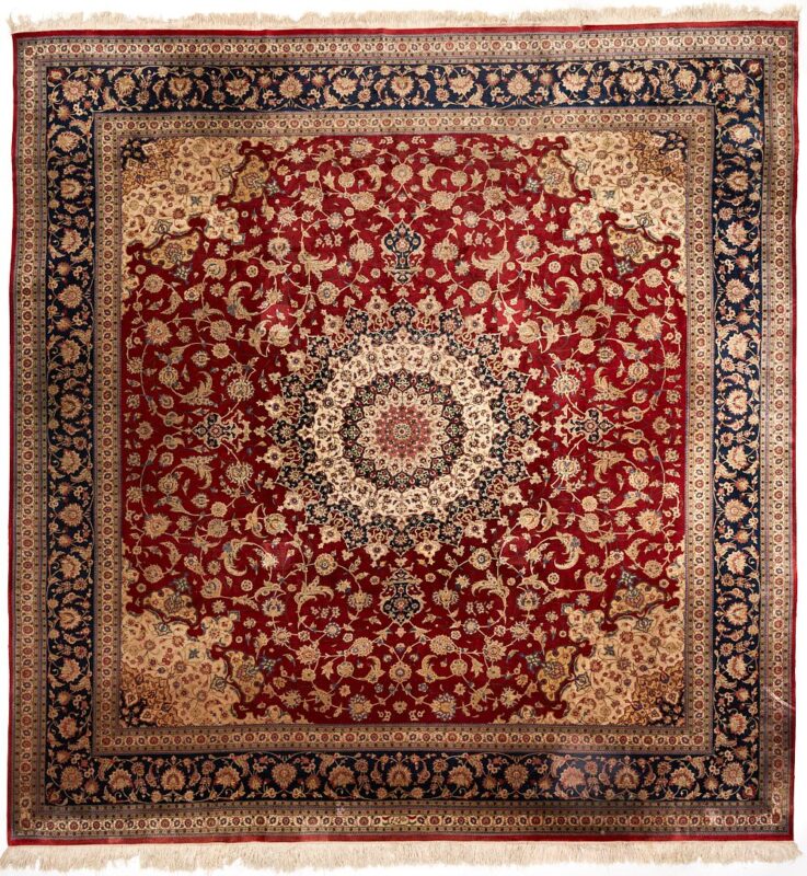 Lot 266: Persian Square Silk on Silk Qume Rug