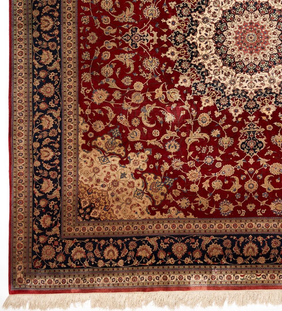 Lot 266: Persian Square Silk on Silk Qume Rug