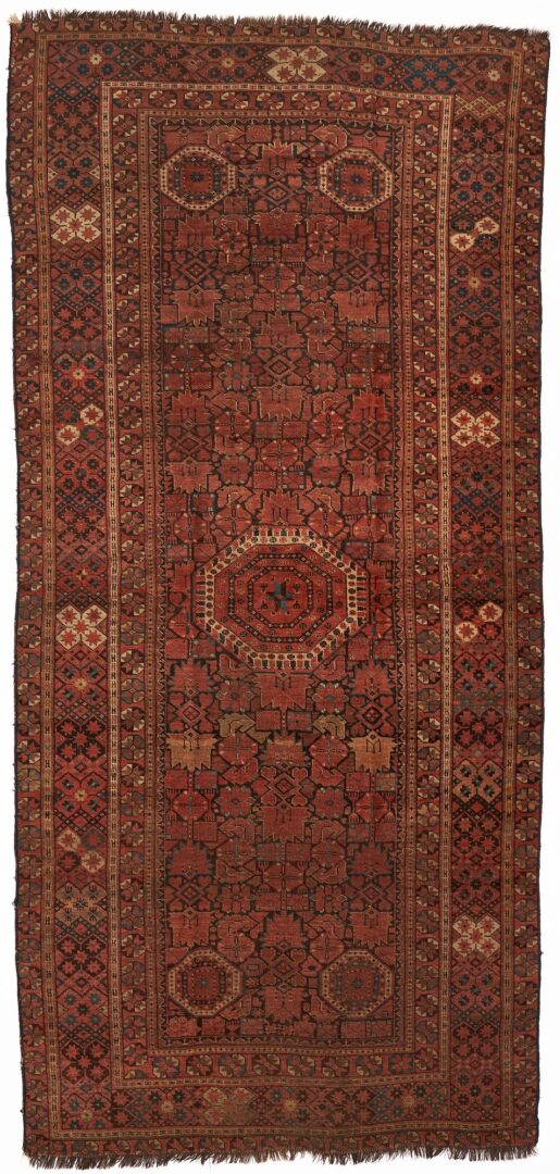 Lot 273: Antique Beshir Turkestan Main Carpet, 10'Â 10"Â x 4' 11