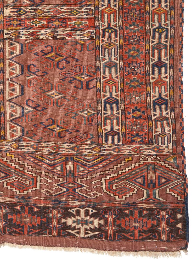 Lot 279: Turkmen Yomud  or Yomut Ensi Carpet, Archaic Eagle Design