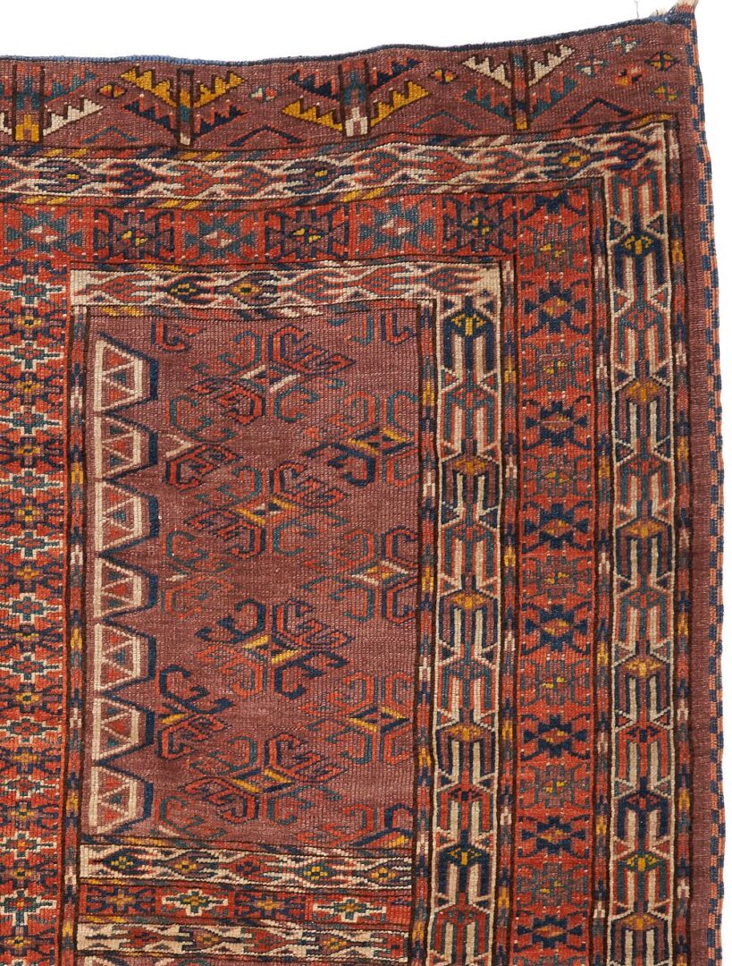 Lot 279: Turkmen Yomud  or Yomut Ensi Carpet, Archaic Eagle Design