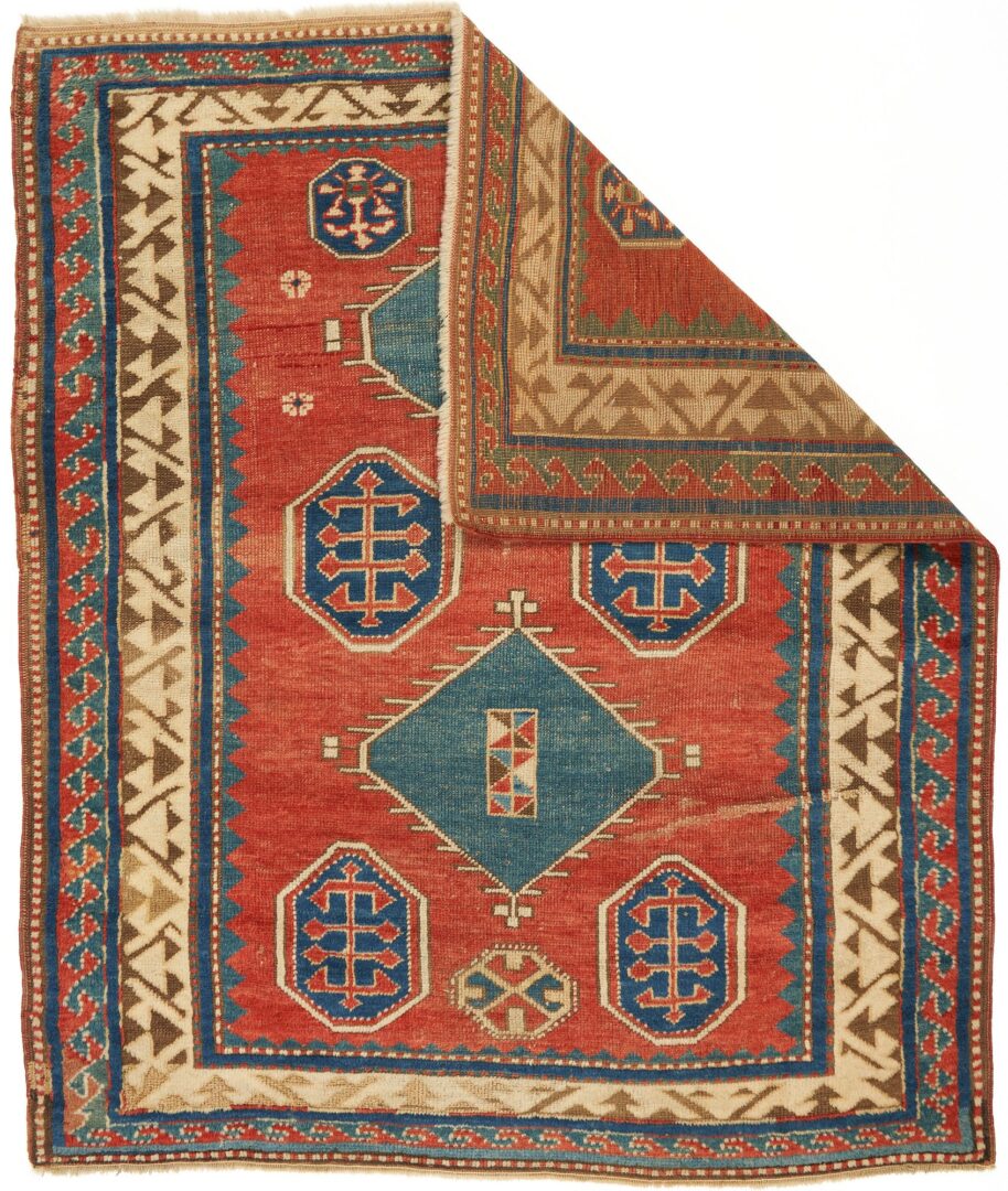 Lot 282: Antique Caucasian Kazak Rug, 4' 5" x 3' 9"