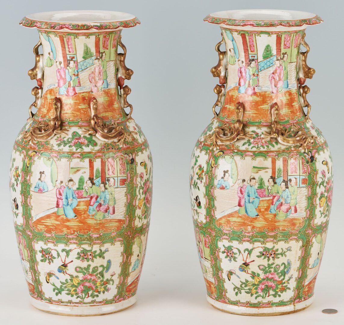 Lot 2: Pair Large Chinese Export Rose Medallion Vases