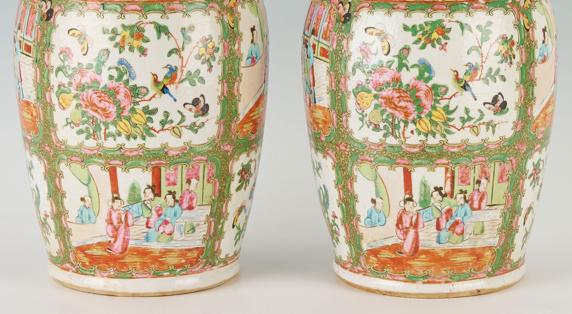 Lot 2: Pair Large Chinese Export Rose Medallion Vases
