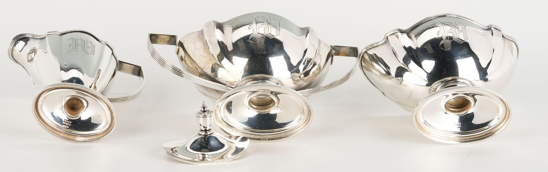 Lot 300: 5 pcs. Gorham Sterling Tea Service, Plus Silverplate Tray