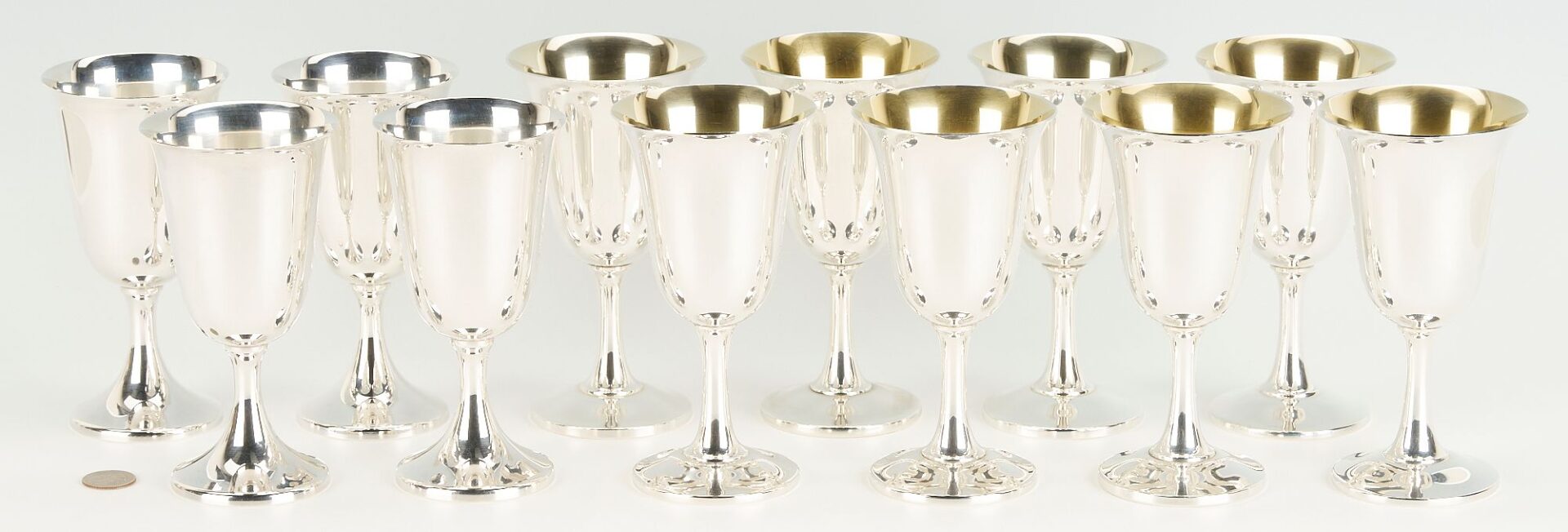Lot 306: 12  Sterling Silver Water Goblets, Wallace and Revere