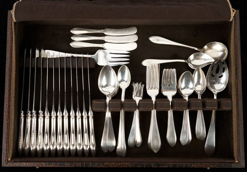 Lot 307: 63 pcs. Sterling Flatware, Pointed Antique Pattern
