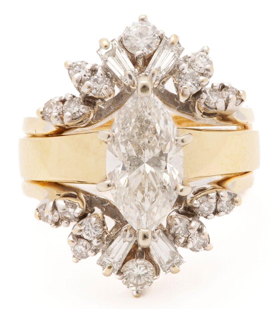 Lot 310: 14K Gold & Marquise Diamond Ring