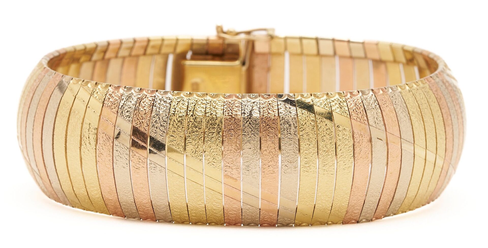 Lot 313: 14K Gold Italian Tri-Color Bracelet