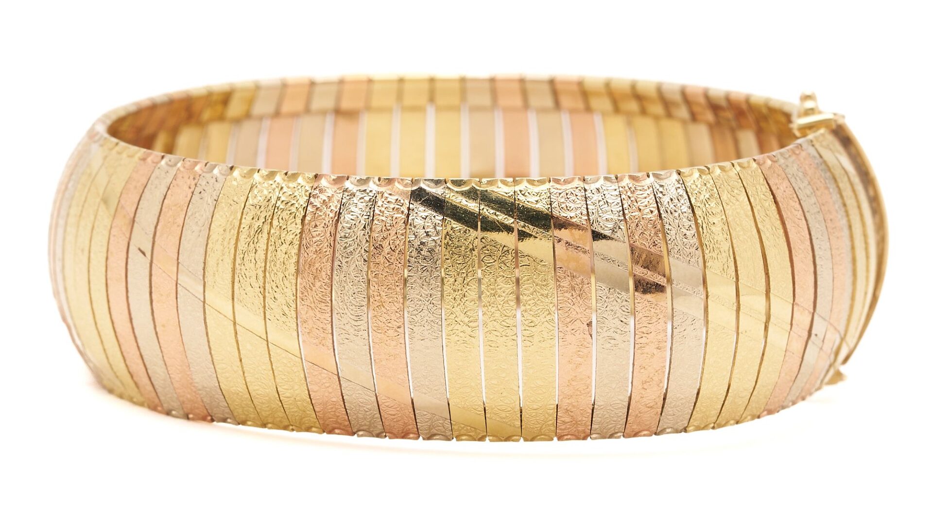 Lot 313: 14K Gold Italian Tri-Color Bracelet
