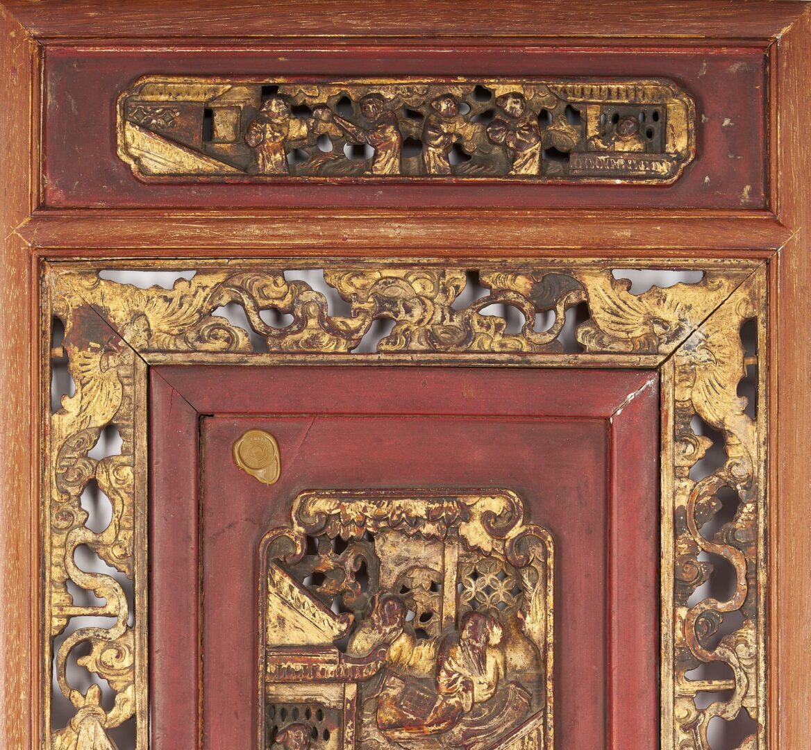 Lot 31: 3 Chinese Carved Wood Panels