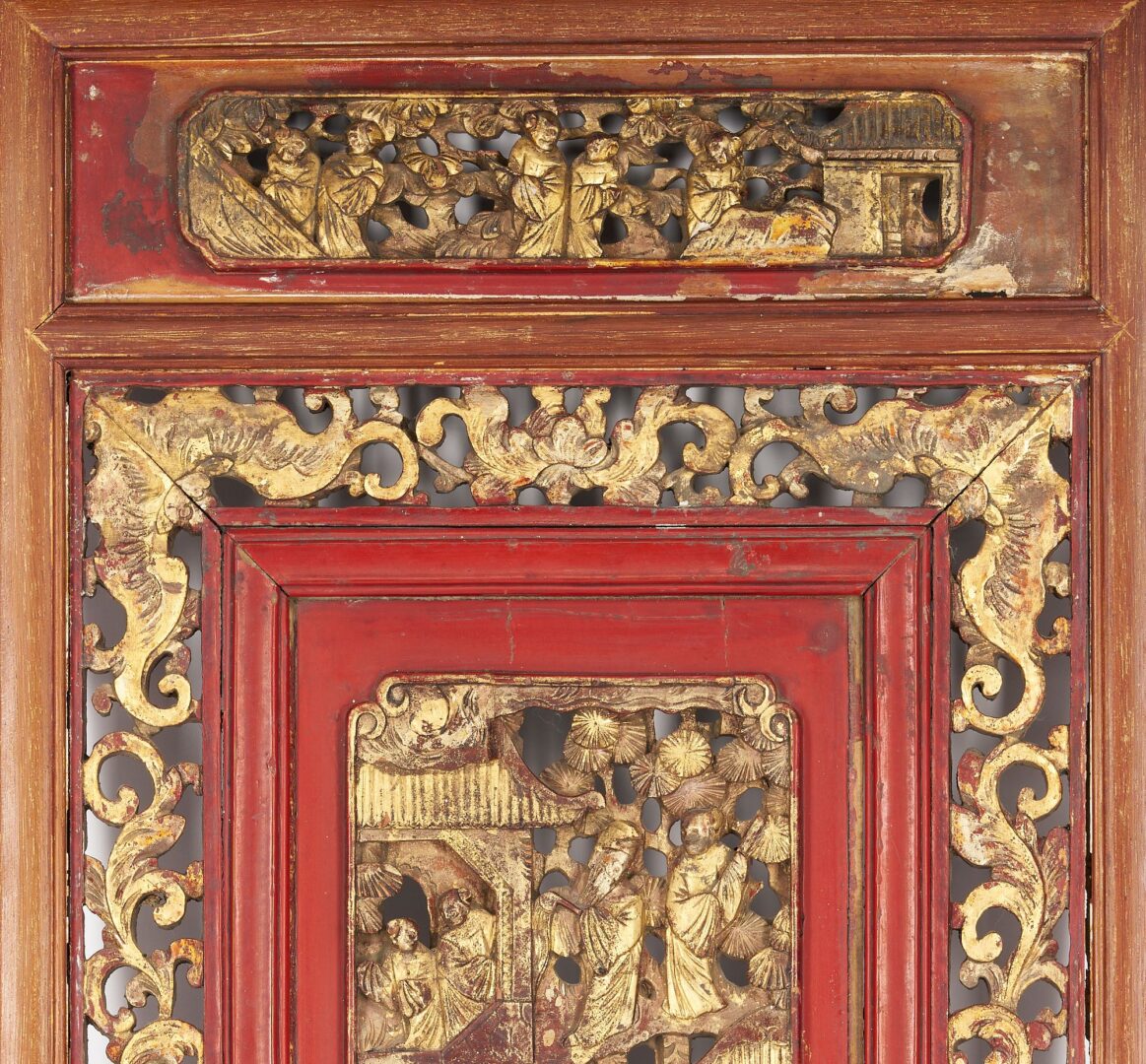 Lot 31: 3 Chinese Carved Wood Panels