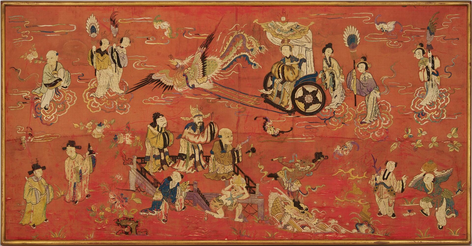 Lot 32: Chinese Silk Embroidered Processional Scene