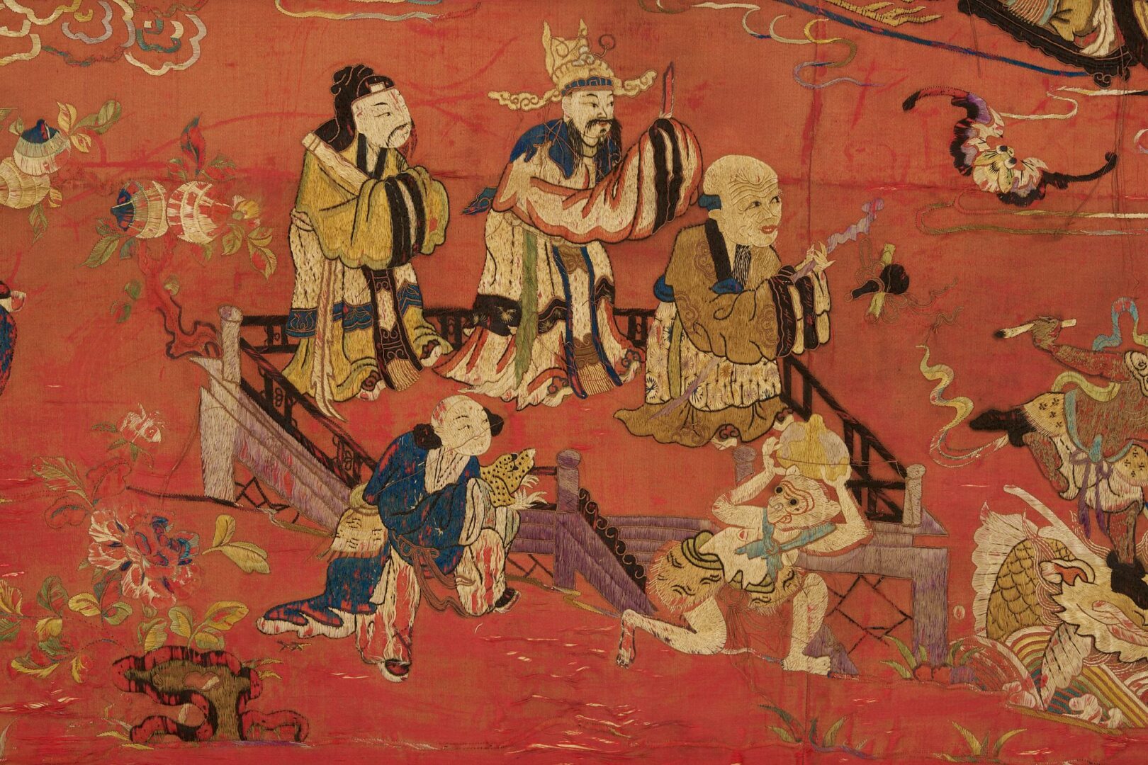 Lot 32: Chinese Silk Embroidered Processional Scene