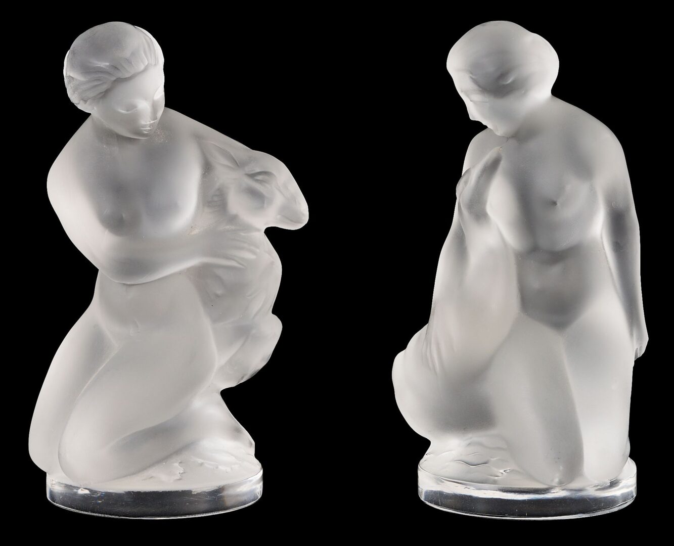 Lot 333: 5  Lalique Crystal Nude Sculptures incl. Seasons