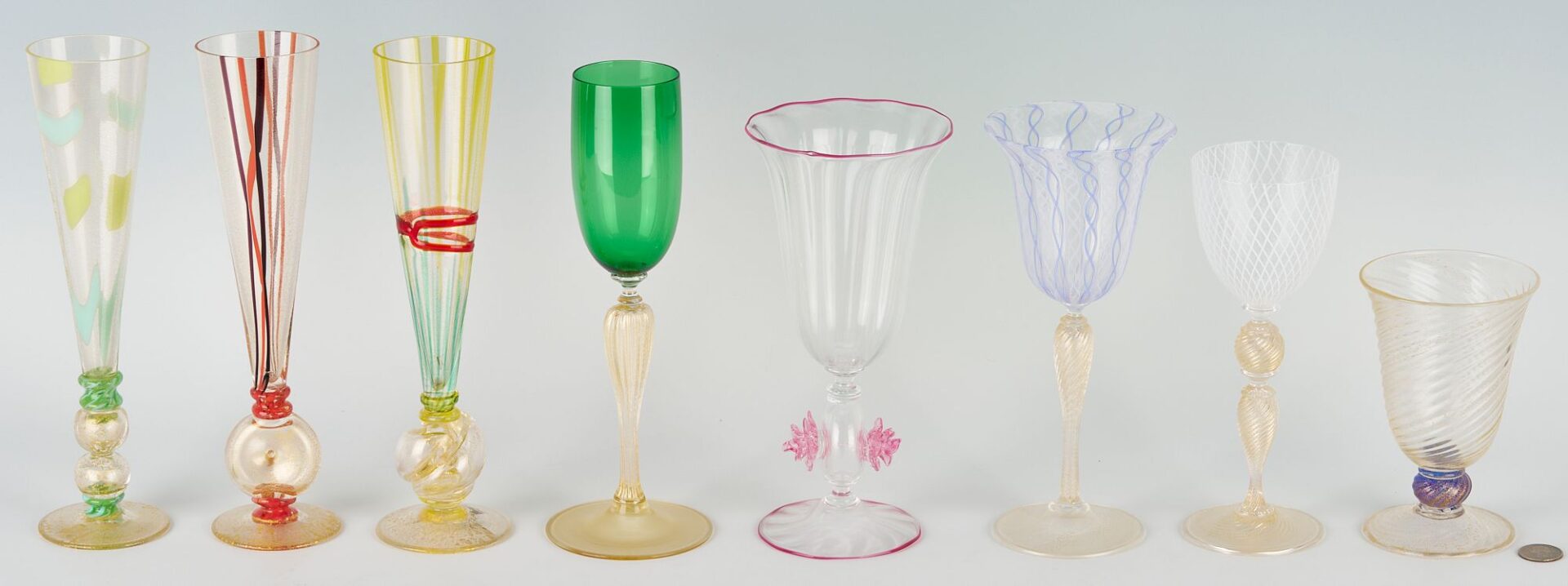 Lot 334: Eight (8) Italian Art Glass Pieces, incl. Murano