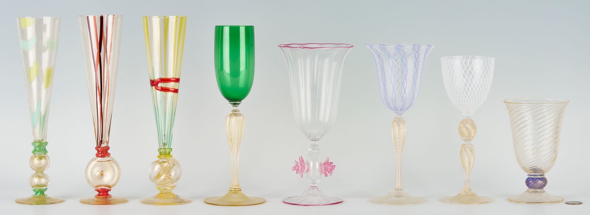 Lot 334: Eight (8) Italian Art Glass Pieces, incl. Murano