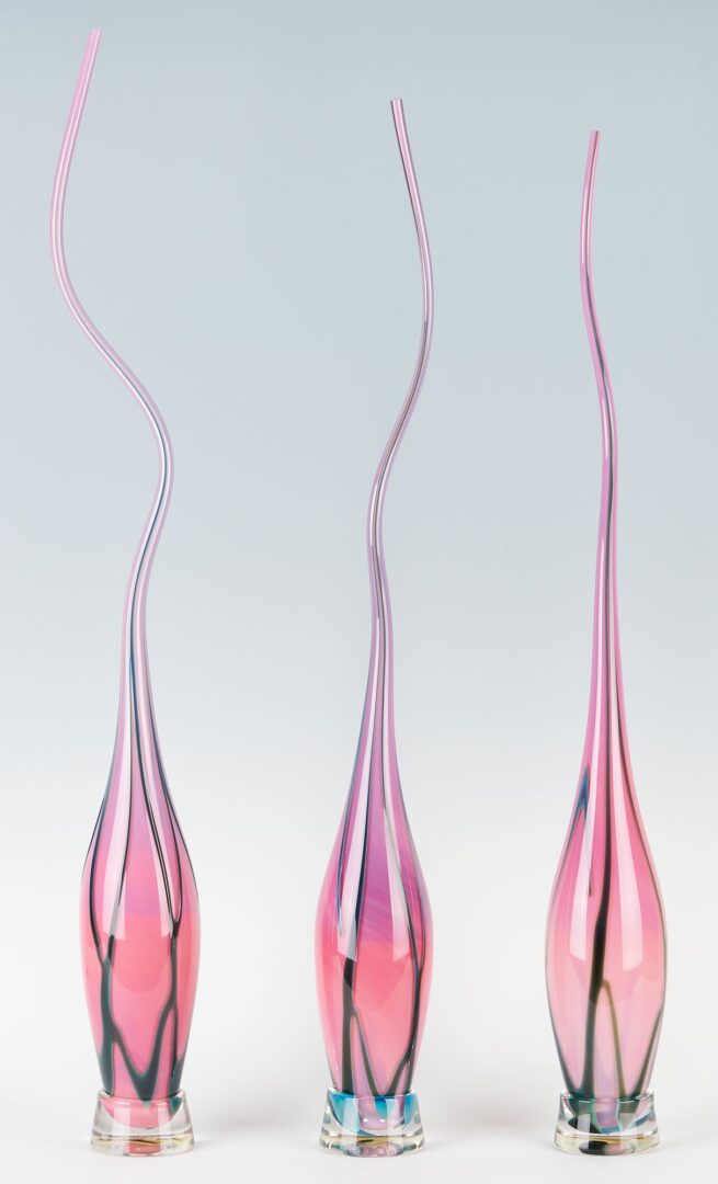 Lot 335: Swan Neck Alto Trio Art Glass Set by Victor Chiarizia