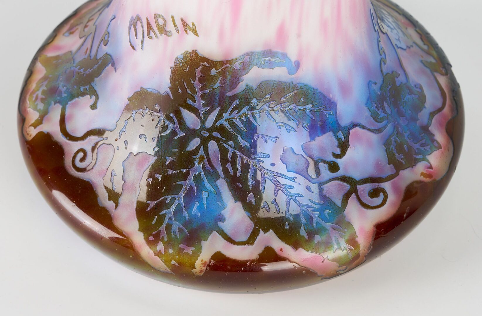 Lot 339: Cameo Art Glass Vase, Signed Marin