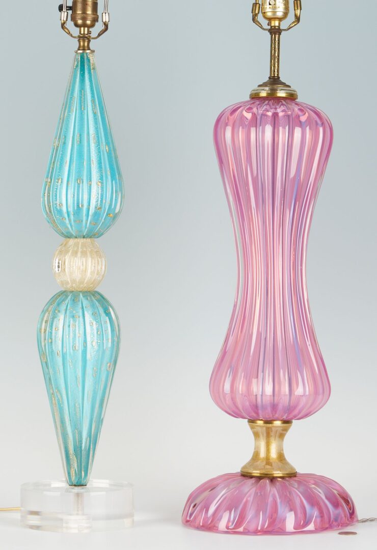 Lot 342: 2 MCM Murano Glass Table Lamps, incl. Camer