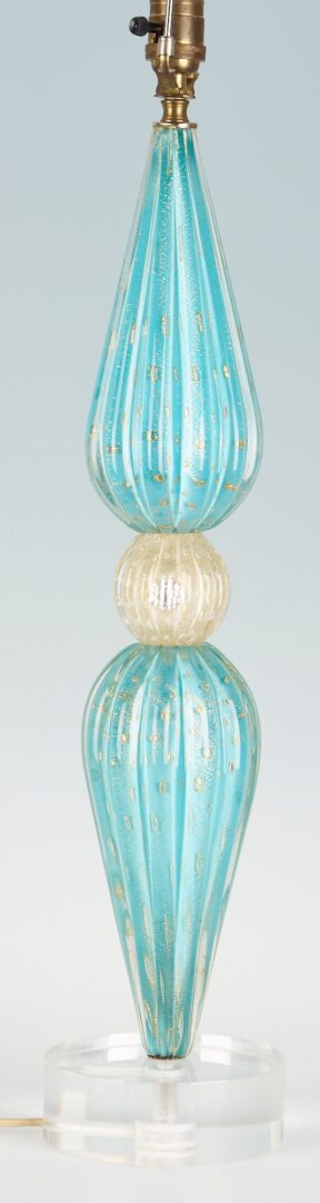 Lot 342: 2 MCM Murano Glass Table Lamps, incl. Camer