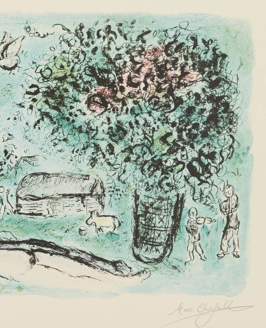 Lot 351: Marc Chagall Signed Lithograph, Pastoral, 1977