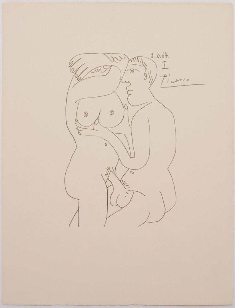 Lot 357: Picasso Signed Erotic Lithograph from Le Gout Du Bonheur, Rare Proof