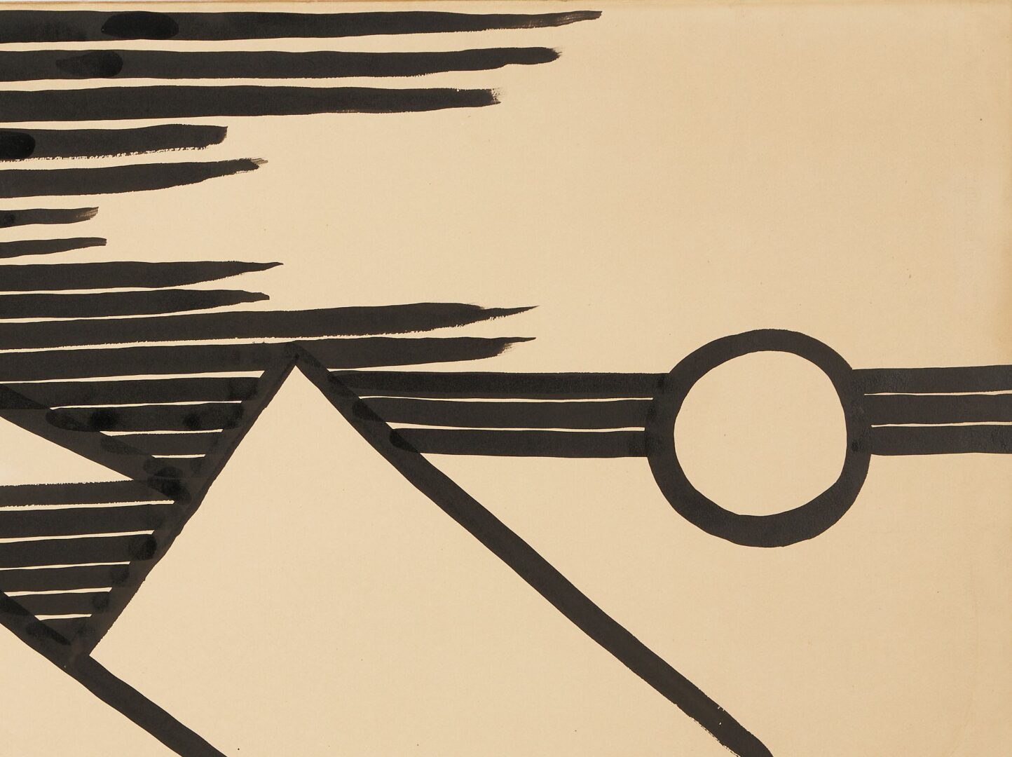 Lot 363: Alexander Calder Ink Painting, Landscape w/ Pyramids & Moon, 1953
