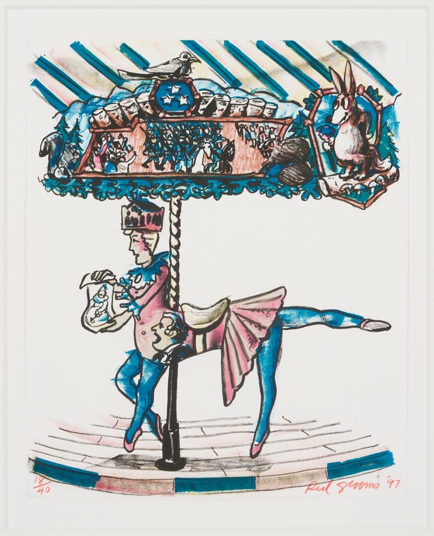 Lot 368: Red Grooms Signed Litho,  Fox Trot Carousel, Lula Naff